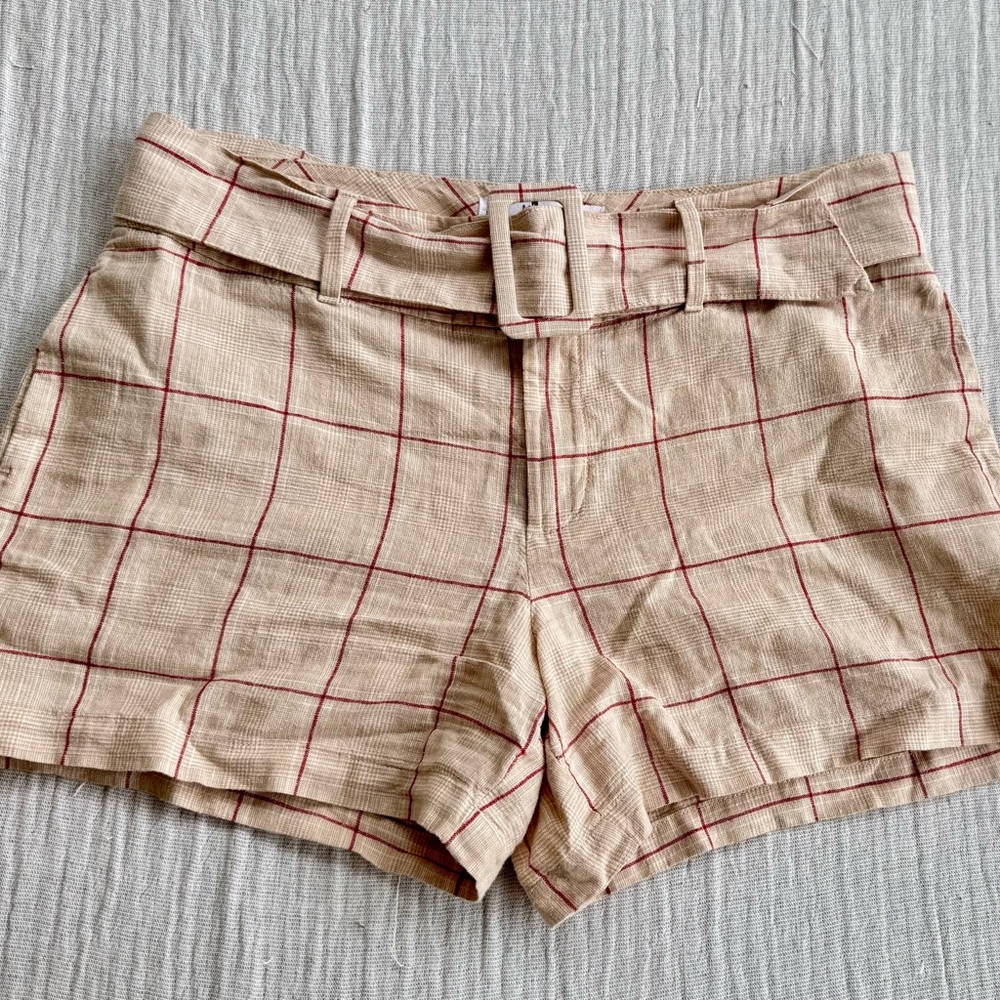 Mango High Waist Tan and Red Shorts